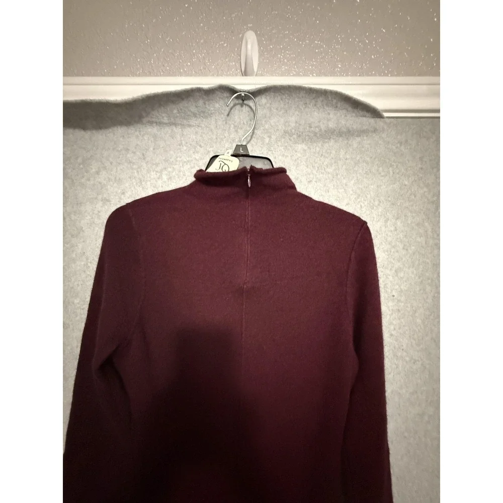 Qi Cashmere Sweater Dress Womens Medium Red 100% Cashmere Mock Neck Knee Length‎